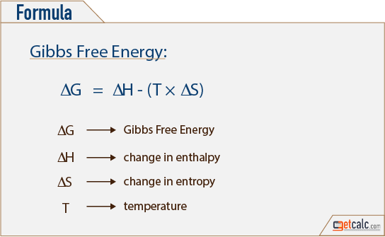Gibb's free energy formula
