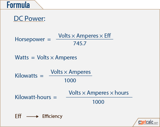 DC power formula