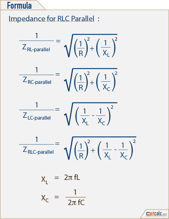 Equivalent Impedance formula for RLC connected in parallel