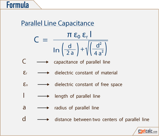 Parallel line capacitance formula