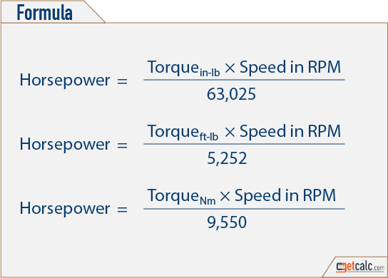 torque - horsepower (hp) conversion formula