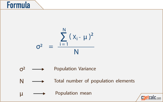variance formula to measure variability or uncertainty of population data from its mean