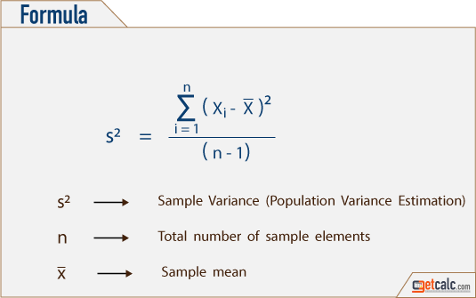 variance formula to estimate variability or uncertainty of sample data set from its mean