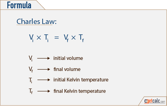 Charle's gas law formula