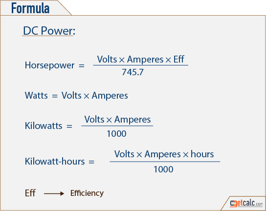 DC power formula