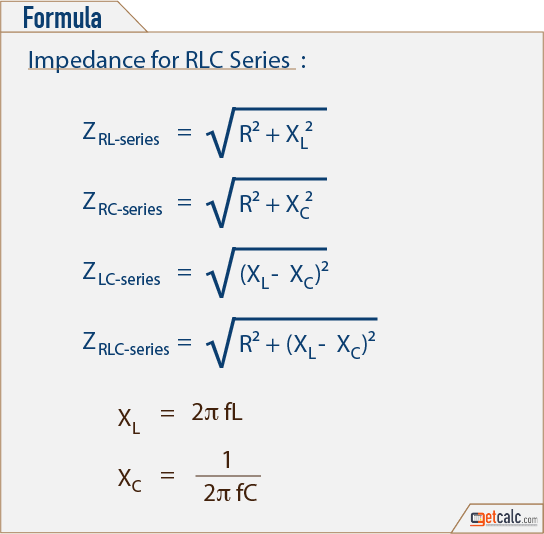Equivalent Impedance formula for RLC connected in series