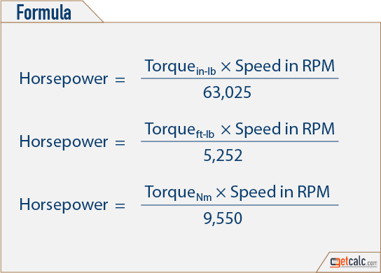 torque - horsepower (hp) conversion formula