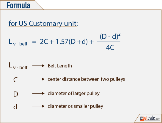 v-belt length formula