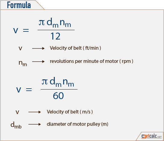 belt velocity formula