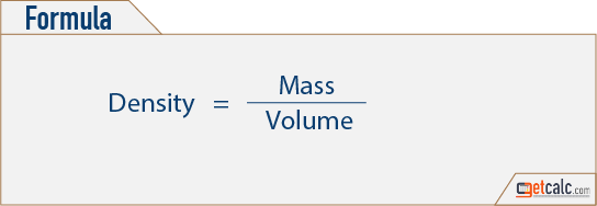 density or volumetric mass density formula